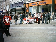 The Socialist Worker being sold on Briggate in Leeds in 2009 Sale of the Socialist Worker in Leeds.jpg