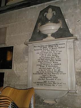 Memorial to Bishop Hume in Salisbury Cathedral Salisbury Cathedral- memorial (33) - geograph.org.uk - 1903652.jpg