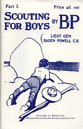 Cover pertama dari Scouting for Boys, Januari 1908