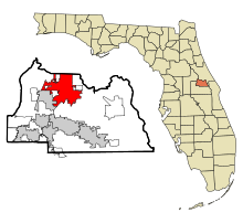 Seminole County Florida Zonele încorporate și necorporate Sanford Highlighted.svg