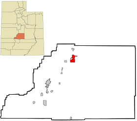 Sevier County Utah incorporated and unincorporated areas Salina highlighted.svg