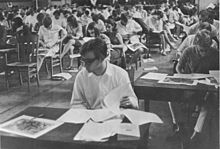 Shimer College students taking a comprehensive exam, 1966. Shimer comping 66 Recondite.jpg