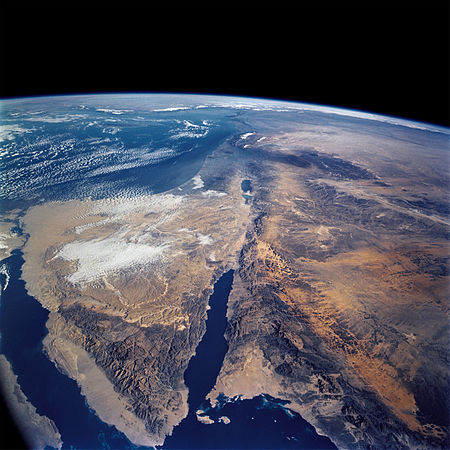 صورة فضائية لشبه جزيرة سيناء والنقب