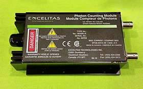 Commercial single-photon avalanche diode module for optical photons Single-Photon-Counting-Module Excelitas.jpg