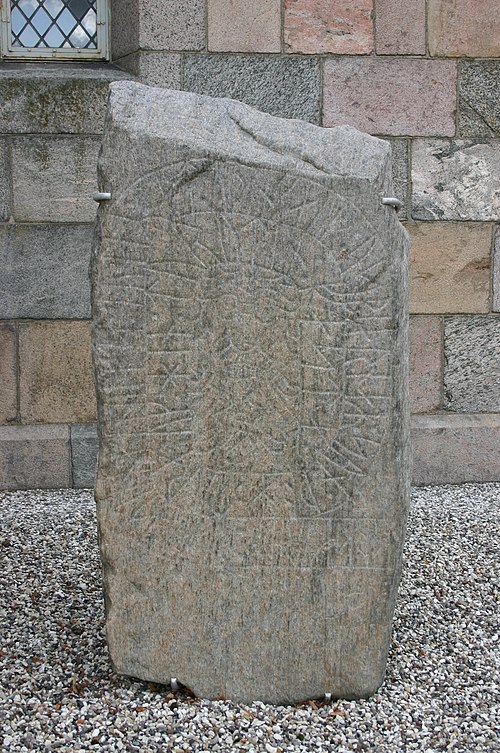 The Skern Runestone with its facial mask.