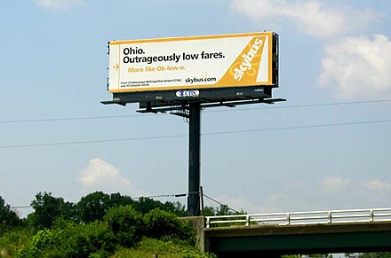 Billboard for service between Chattanooga and Columbus on I-75