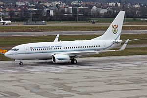 South Africa - Air Force Boeing 737-7ED BBJ ZS-RSA "Inkwazi" (22820865373).jpg