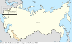 Map of the change to the Soviet Union on 3 March 1924