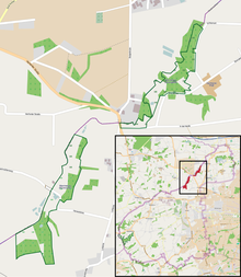 Übersichtsplan zum Naturschutzgebiet Warmenau mit den Teilflächen Martmühle (unten links) und Strangfeld (oben rechts)