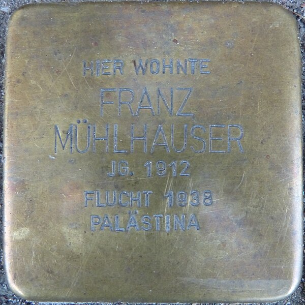 File:Stolperstein Franz Mühlhauser SP 2018.jpg