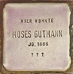 Stumbling stone for Moses Gutmann (Schnaittach) .jpg