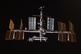 ISS from Discovery STS-128 before docking (30 August 2009)