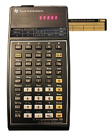 TI-59 programmable calculator with magnetic card.jpg
