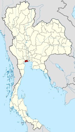 แผนที่ประเทศไทย จังหวัดสมุทรสาครเน้นสีแดง
