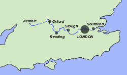 Thames Englannin kartalla.
