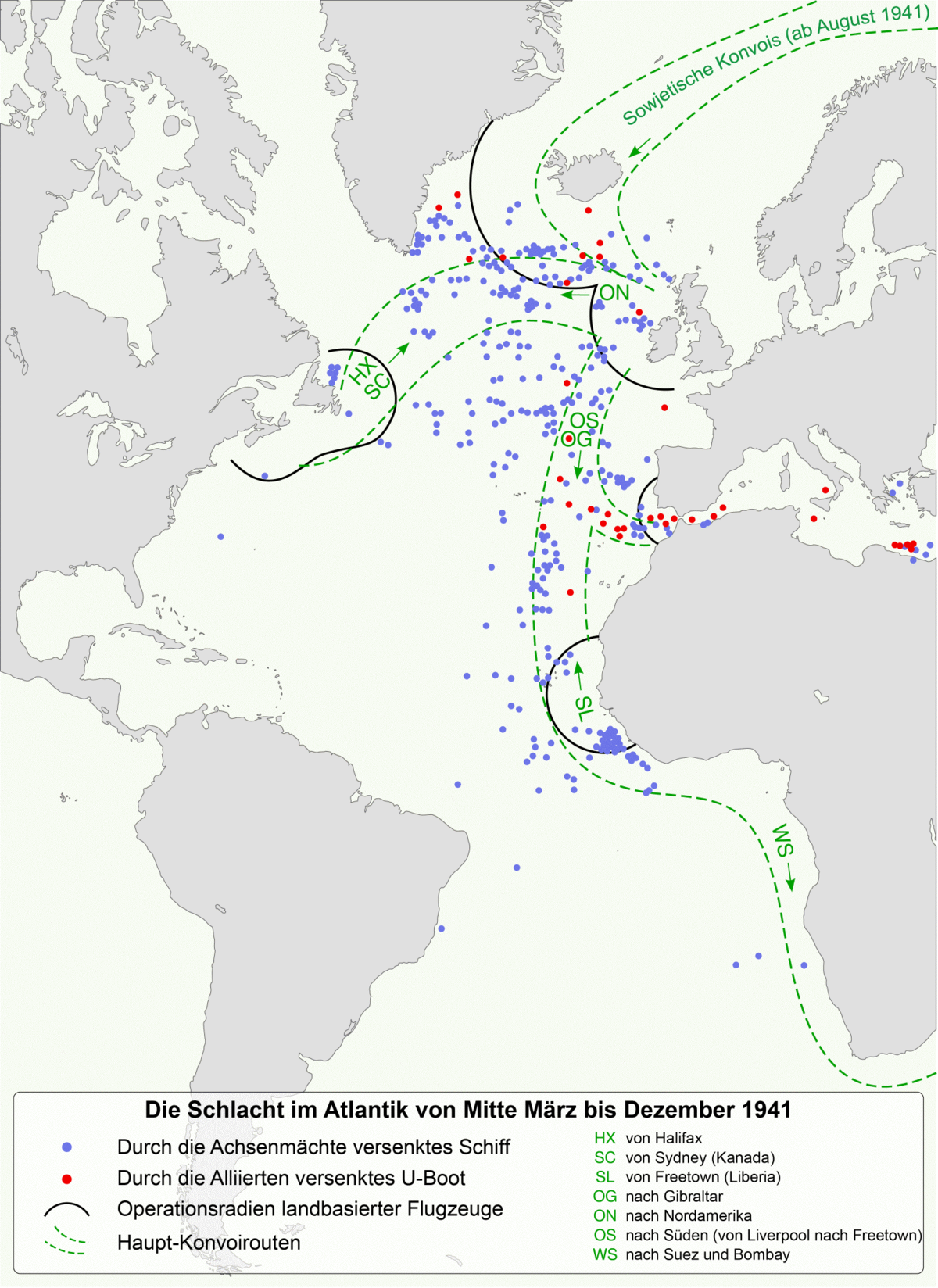 battle of the atlantic ww2 map