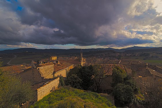 Storm clouds approaching the village of Saint Michel L'Observatoire in France