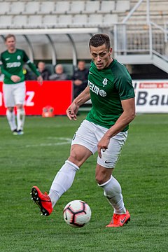 Tomáš Holeš v zápase 30. kola Fortuna:Ligy proti Baníku Ostrava (2019)