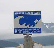 Panneau de prévention des tsunami en Alaska, États-Unis