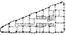 A floor plan of a typical floor within the Flatiron Building, published in 1903