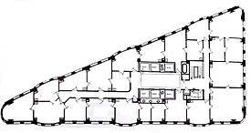 A floor plan of a typical floor within the Flatiron Building, published in 1903