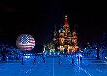 The United States Army Europe Band and Chorus performing in the 2010 Spasskaya Tower Military Music Festival and Tattoo. US Army Europe Band and Chorus perform on Red Square in Moscow.jpg