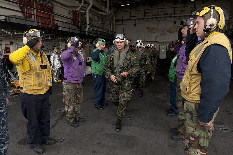 File:US Navy 100709-N-5319A-148 Senior Peruvian officers walk through rainbow sideboys after touring USS New Orleans (LPD 18).jpg