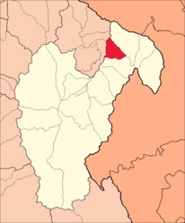 Location of the Uco district (marked in red) in the Huari province