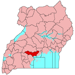 Harta districtului Mpigi în cadrul Ugandei