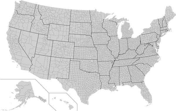 The 3,142 counties and county equivalents of the United States