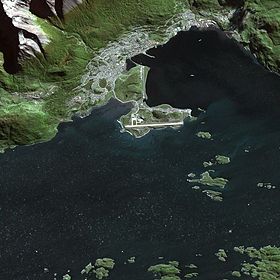 Satellittvisning av Ushuaia-halvøya