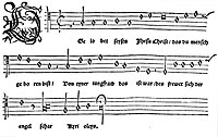 Blad ur Geystliche gesangk Buchleyn (tenorstämman)