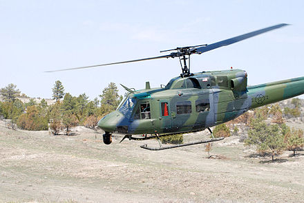 A UH-1 Iroquois (Huey) helicopter used by 37th Helicopter Squadron of the 90th Operations Group.