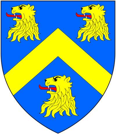 Arms of Wyndham: Azure, a chevron between three lion's heads erased or WyndhamArmorials.PNG