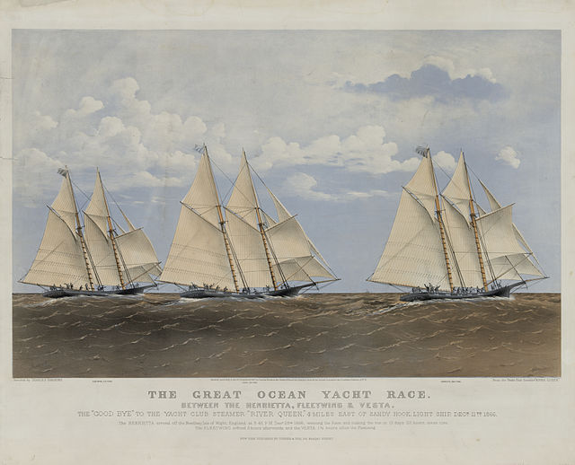 The Great Ocean Yacht Race Between Henrietta, Fleetwing & Vesta, by Currier & Ives in 1867
