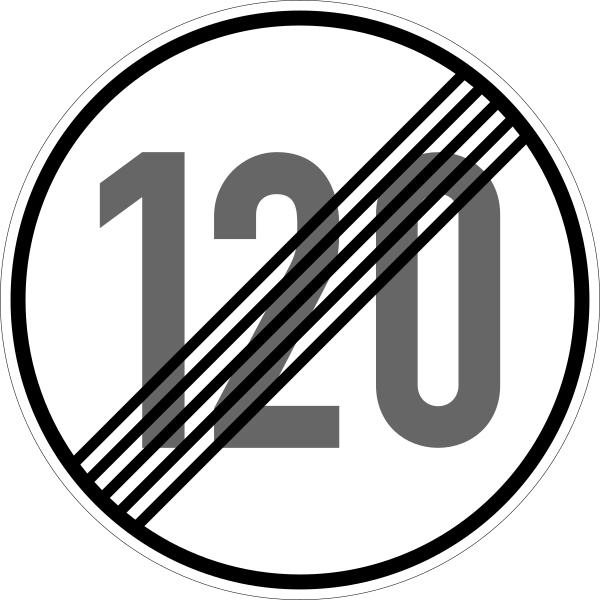 File:Zeichen 278-120 - Ende der zulässigen Höchstgeschwindigkeit, StVO 2017.svg
