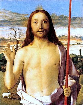 'Christ Blessing', tempera, huile et or sur panneau par Giovanni Bellini, ch. 1500, Kimbell Art Museum.jpg