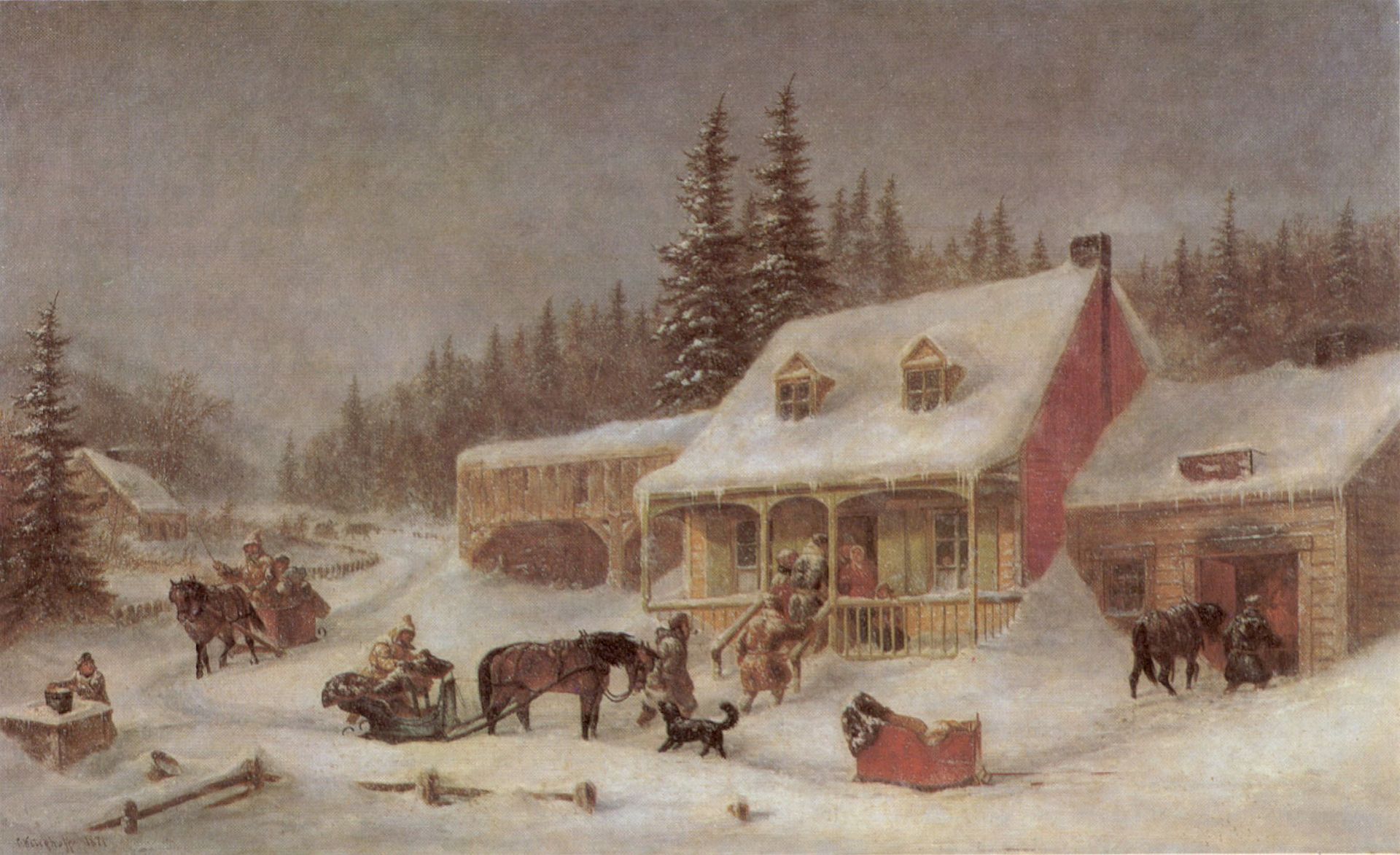 The Blacksmith's Shop (Le Maréchal-ferrant), peinture à l’huile, 22 × 36 po., 1871, Musée des beaux-arts de l'Ontario