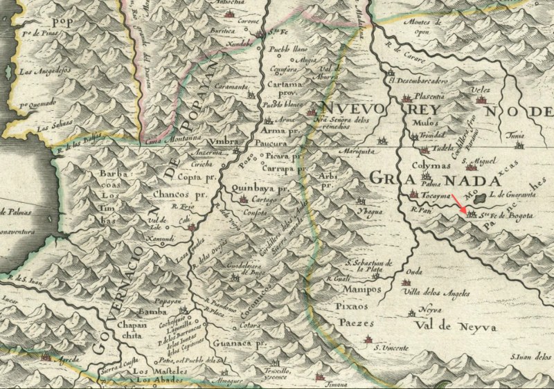 File:1650 Bogota detail map Terra Firma et Novum regnum Granatense et Popayan by Blaeu BPL 14980.png