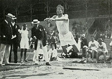 Konstantinos Tsiklitiras during the standing long jump competition at the 1912 Summer Olympics 1912 Konstantinos Tsiklitiras3.JPG