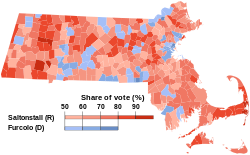 1954 United States Senate election in Massachusetts results map by municipality.svg