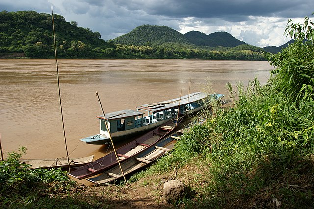 A Mekong River sampan boat, typically used by modern-day Asian river pirates