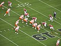 English: Clemson's offense prepares to run a play during their first drive at the 2019 College Football Playoff National Championship.