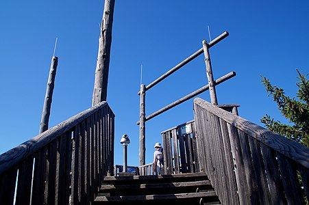 Die höchste Plattform des Wipfelwanderweges in Raachau/Stmk