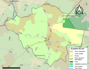 Barevná mapa znázorňující využití půdy.