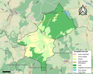 Kolorowa mapa przedstawiająca użytkowanie gruntów.