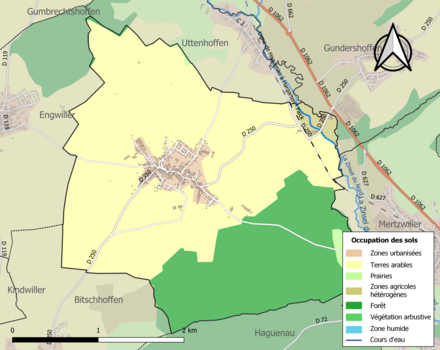 Carte en couleurs présentant l'occupation des sols.