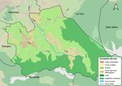 Barevná mapa znázorňující využití půdy.