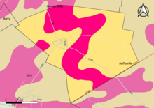 Mapa colorido mostrando o zoneamento geológico simplificado de um município