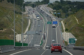 A2 motorway closing up on the Cernavodă interchange